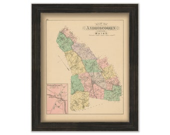 ANDROSCOGGIN County, Maine 1890 Map, Replica or GENUINE ORIGINAL