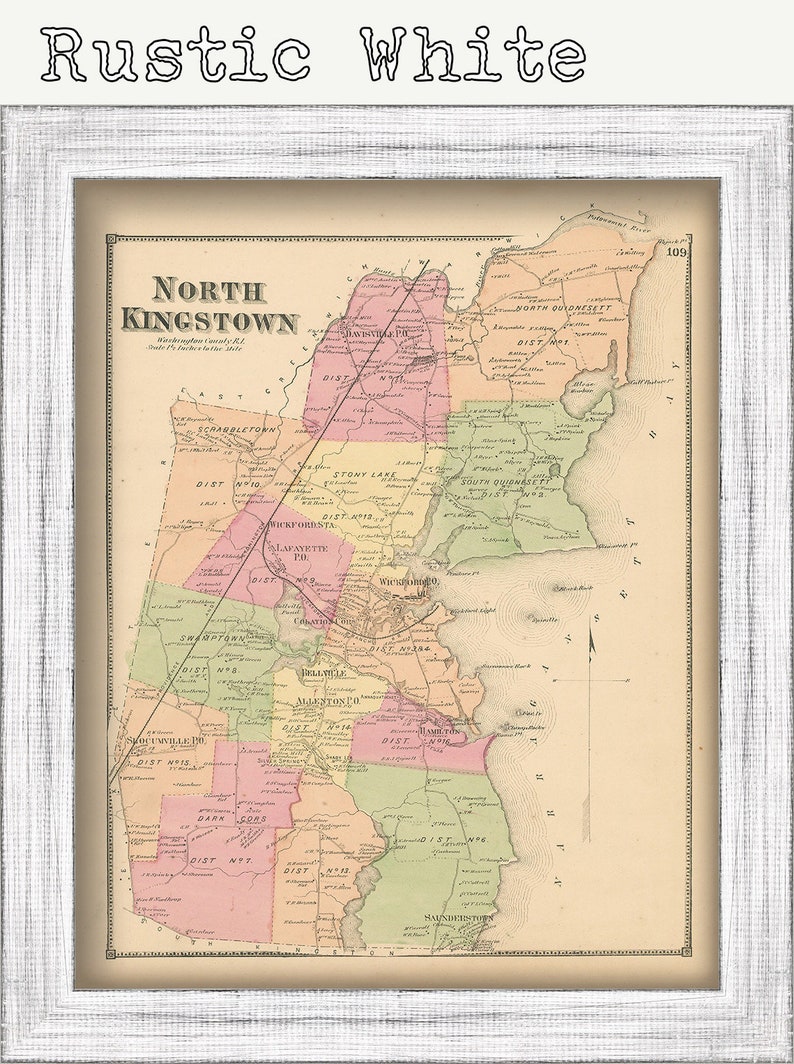 NORTH KINGSTOWN Rhode Island 1870 Map Etsy