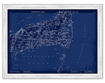 Chatham, Brewster, Harwich, Orleans, Dennis and Yarmouth Massachusetts Map/Chart by published in 1891 - Blueprint Version