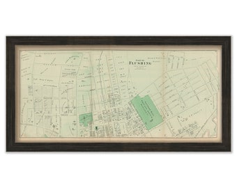 Flushing, New York 1873 Map, Replica and GENUINE ORIGINAL