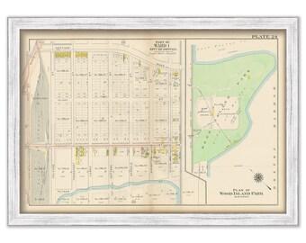 EAST BOSTON, Massachusetts 1912 map, Plate 24 - Wood Island Park - Replica or GENUINE Original