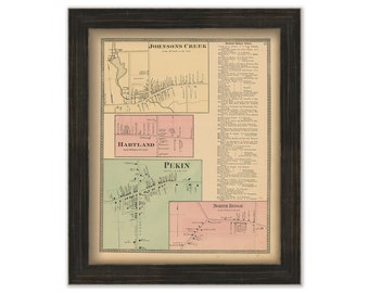 HARTLAND and PEKIN, New York 1875 Map, Replica or Genuine Original