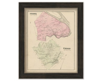 STOWE and UNION, Pennsylvania 1876 Map - Replica or Genuine ORIGINAL