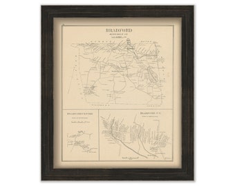 BRADFORD, New Hampshire 1892 Map, Replica or GENUINE ORIGINAL