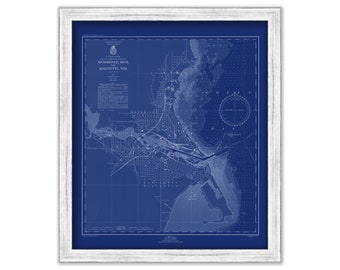MARINETTE, Wisconsin and MENOMINEE, Michigan - 1947 Nautical Chart Blueprint