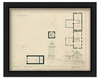 INDIAN ISLAND LIGHT, Rockport, Maine - Drawing and Plan of the Lighthouse as it was in 1876