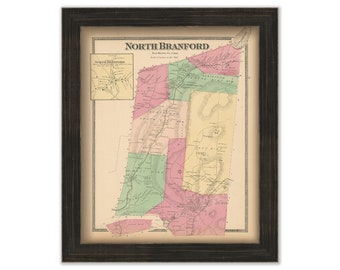 NORTH BRANFORD, Connecticut, 1868 Map, Replica or Genuine Original