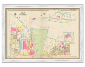 CHARLESTOWN, Massachusetts 1912 map, Plate 16 - SULLIVAN SQUARE - Replica or Genuine Original