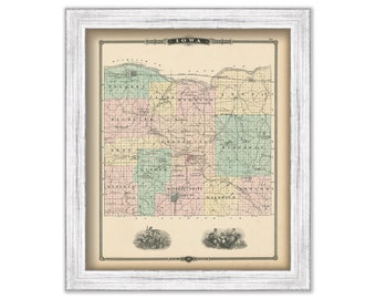 IOWA COUNTY, Wisconsin 1878 Map, Replica or Genuine Original