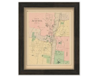 AUGUSTA, Maine 1890 Map, Replica or GENUINE ORIGINAL