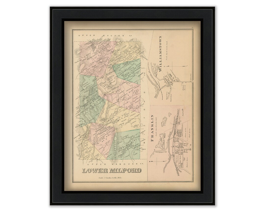 LOWER MILFORD Pennsylvania 1876 Map Replica or Genuine Etsy