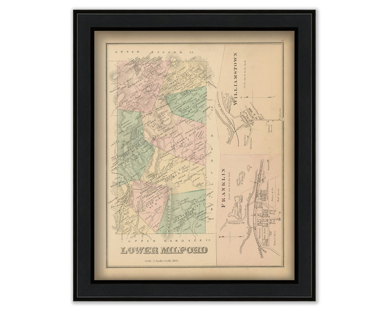 LOWER MILFORD Pennsylvania 1876 Map Replica or Genuine Etsy