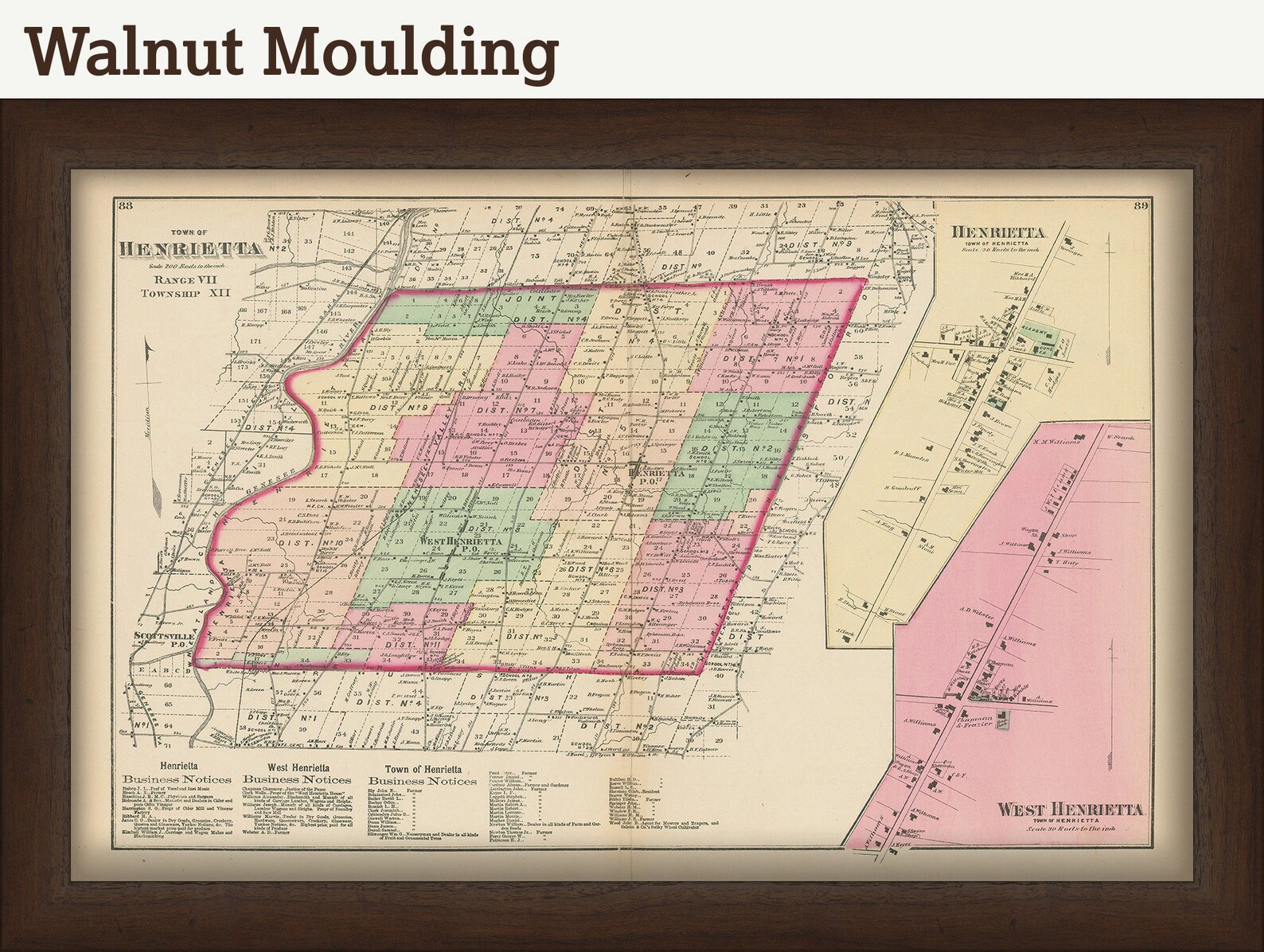 Town of HENRIETTA New York 1872 Map Etsy