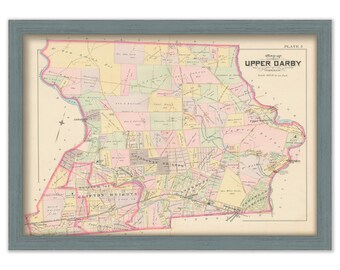 Upper Darby Pa Map Upper Darby Map | Etsy