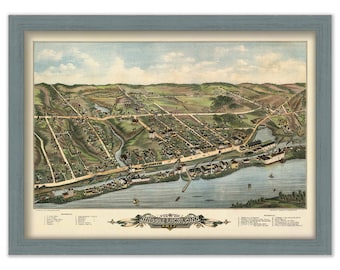 WINDSOR LOCKS, Connecticut, Bird's Eye View Map - 1877