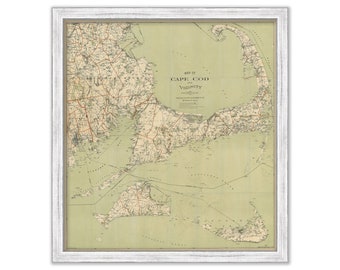 CAPE COD and the ISLANDS, Massachusetts - Map by Geo. Walker 1892 - Reproduction