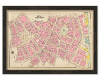 BOSTON, Massachusetts 1917 Map, Plate 10, Downtown, Financial District  -  Replica or Genuine ORIGINAL