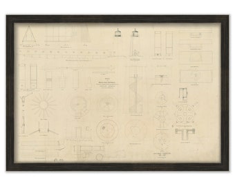 MOOSE PEAK LIGHTHOUSE, Mistake Island, Maine  - Drawing and Plan of the Lighthouse as it was in 1856