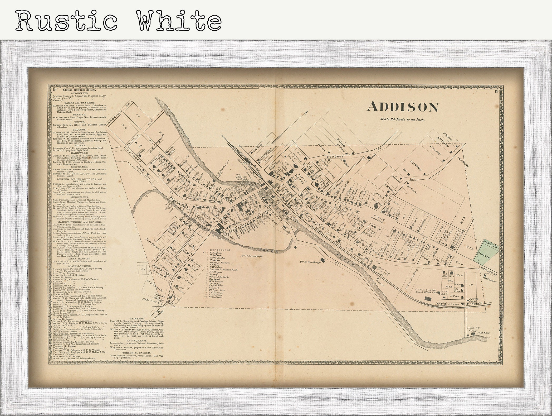 Village of ADDISON New York 1873 Map Replica or Genuine | Etsy 