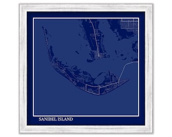 SANIBEL ISLAND, Florida  -  Minimalist Map Blueprint