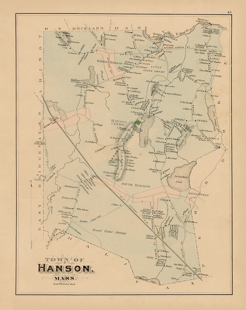 HANSON Massachusetts 1879 Map Replica or Genuine ORIGINAL Etsy