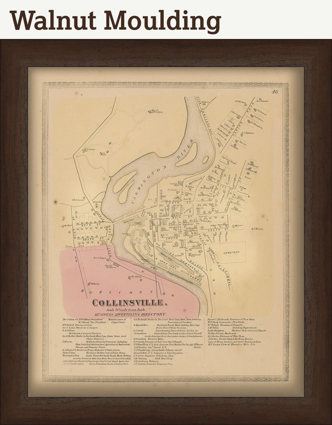 COLLINSVILLE Connecticut 1869 Map Replica or GENUINE Etsy