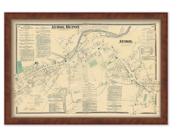 Village of ATHOL, Massachusetts 1875 Map