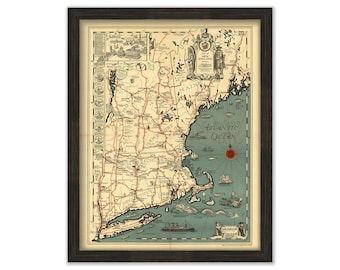 NEW ENGLAND - 1928 Map by Griswold Tyng