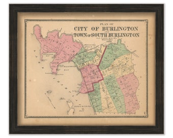 BURLINGTON and SOUTH BURLINGTON, Vermont - 1869 Map
