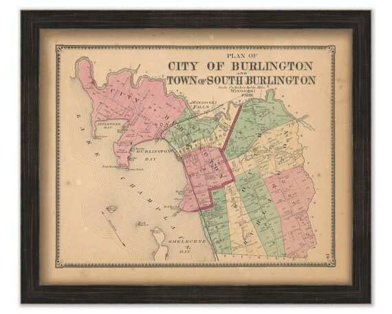 BURLINGTON y SOUTH BURLINGTON Vermont Mapa de 1869 Etsy M xico