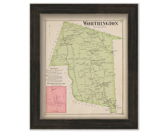 Town of WORTHINGTON, Massachusetts 1873 Map