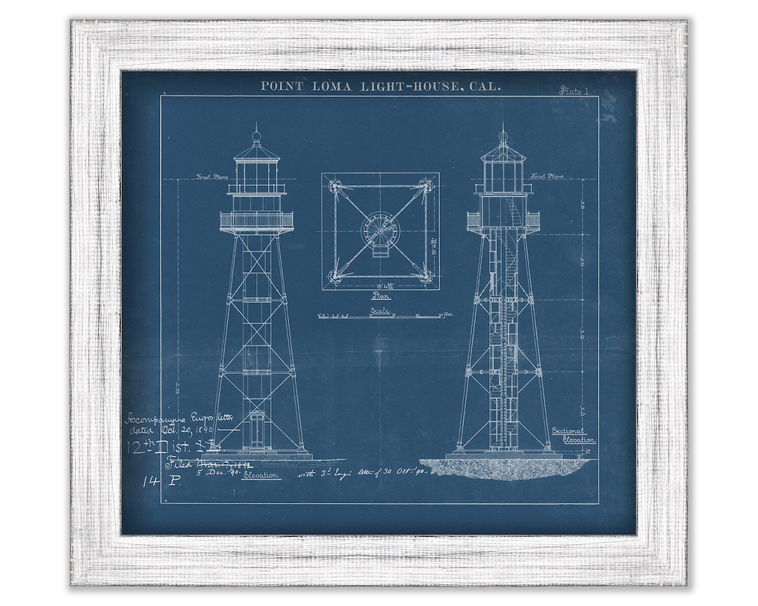 POINT LOMA LIGHTHOUSE, California - Blueprint Drawing and Plan of the ...