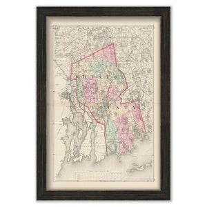 BRISTOL COUNTY, Massachusetts 1871 Map by Walling and Gray - Replica or Genuine Original
