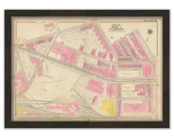 BOSTON, Massachusetts 1917 Map, Plate 31, Symphony Hall, Huntington Ave  -  Replica or Genuine ORIGINAL