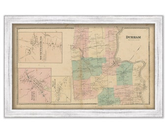 DURHAM, Androscoggin County, Maine 1873 Map, Replica or GENUINE Original