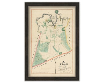 HINGHAM, Massachusetts - 1830 Map