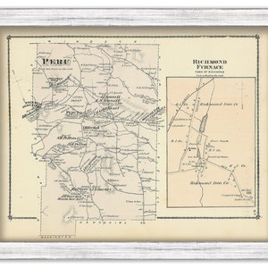 Town of Peru, Massachusetts 1876 Map-Colored Reproduction