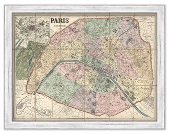 PARIS, FRANCE 1878 MAP