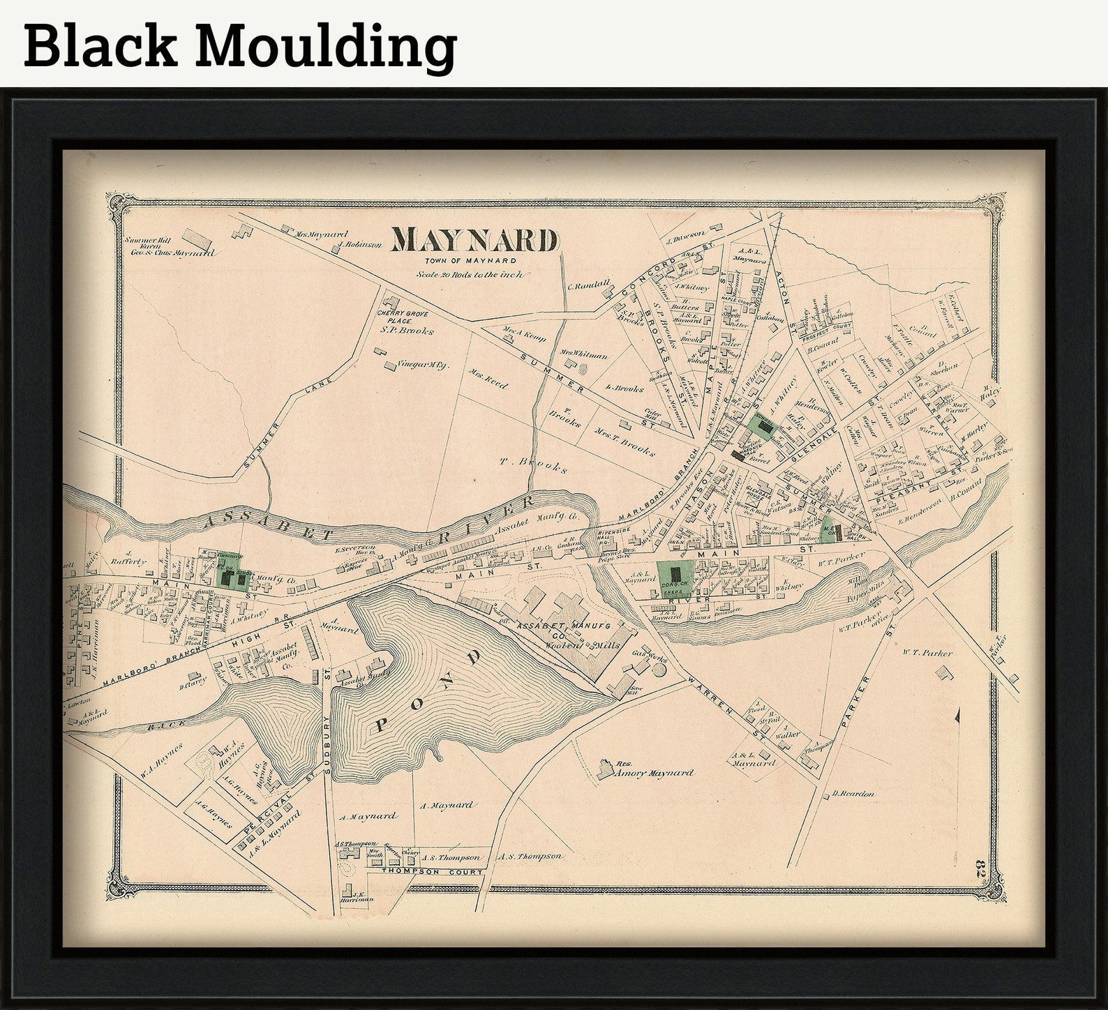 MAYNARD Massachusetts 1875 Map Replica or Genuine ORIGINAL - Etsy