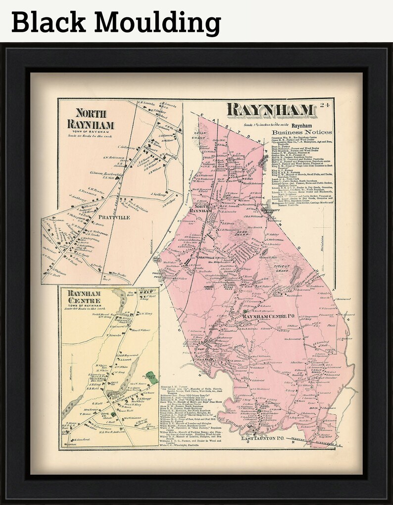 RAYNHAM Massachusetts 1871 Map Replica or Genuine ORIGINAL Etsy