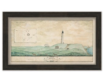 MONTAUK POINT LIGHTHOUSE, Long Island, New York - Drawing and Plan of the Lighthouse circa 1790.