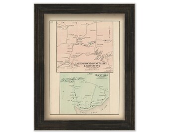 Lattingtown and Bayville Villages, Oyster Bay, New York 1873 Map, Replica and GENUINE ORIGINAL