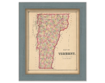 VERMONT STATE MAP - 1873 Map