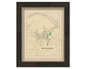 Oyster Bay Village, New York 1873 Map, Replica and GENUINE ORIGINAL