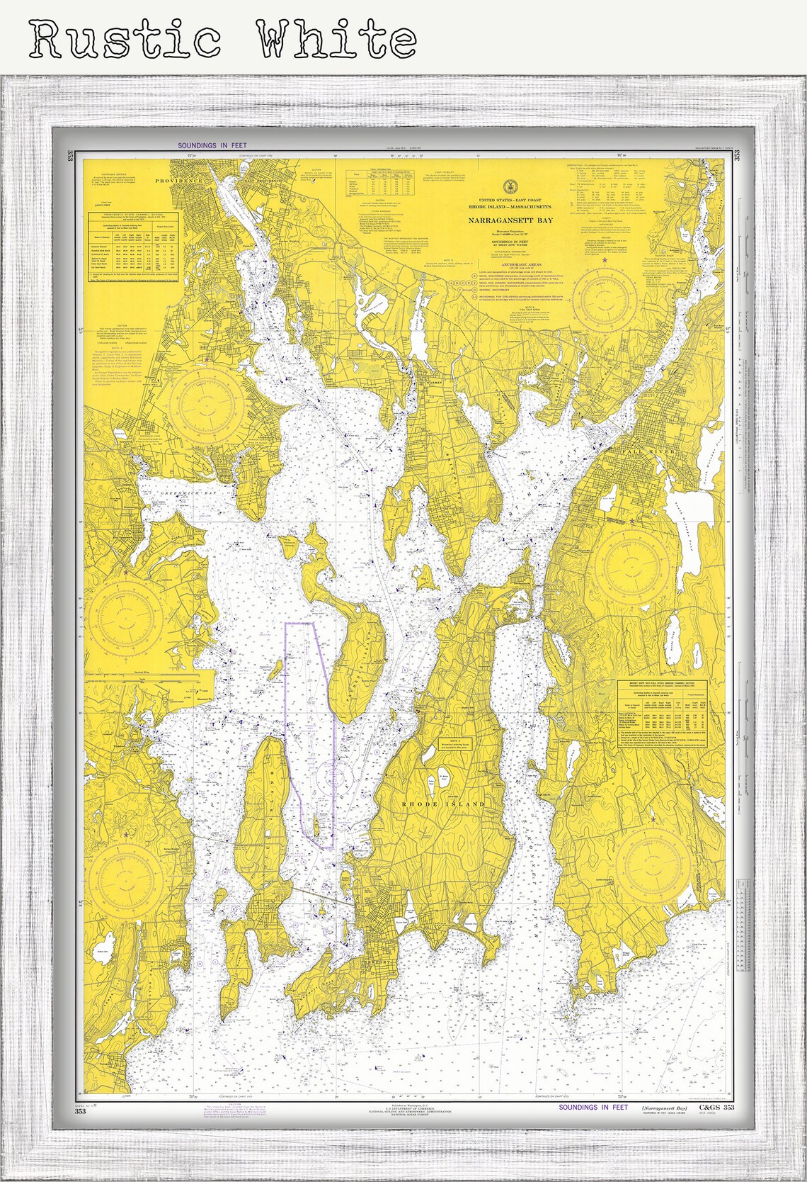 NARRAGANSETT BAY Rhode Island Nautical Chart by NOAA 1972 Etsy.de