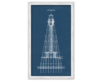 ALLIGATOR REEF LIGHT, Florida  -   Blueprint Drawing and Plan of the Lighthouse as it was in 1873.