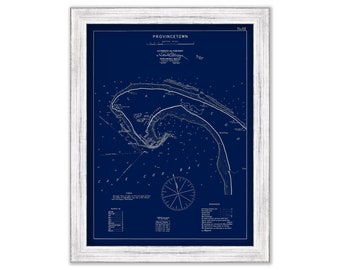 Provincetown, Massachusetts - Blue Print - Nautical Chart by George W. Eldridge 1901