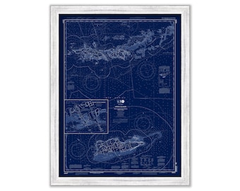 VIRGIN ISLANDS  - St Thomas, St Croix, St John, Vigin Gorda, Tortola and Josh Van Dyke -  2013 Nautical Chart Blueprint