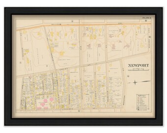 NEWPORT, Rhode Island 1893 Map-Plate H