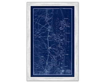 LONG BEACH ISLAND, New Jersey 1878 Blueprint Nautical Chart/Map